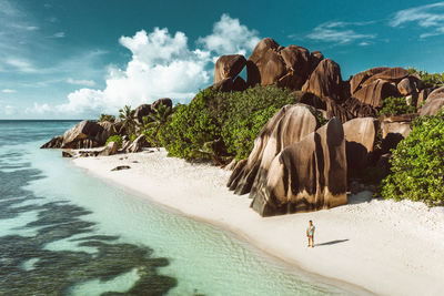 Aerial view of man at beach