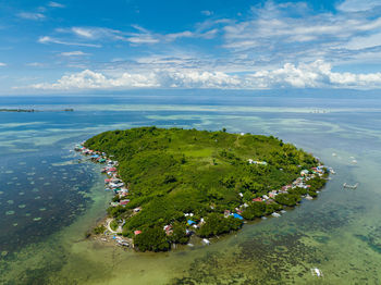 High angle view of beach against sky