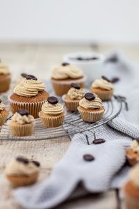 Close-up of cupcakes on table