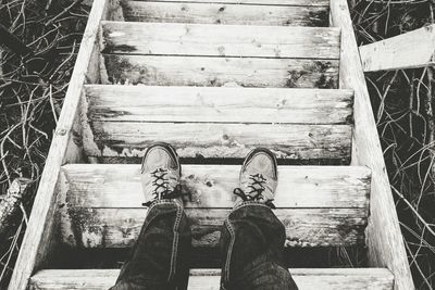 Low angle view of wooden wall
