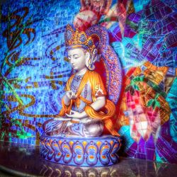 Close up of multi colored wall