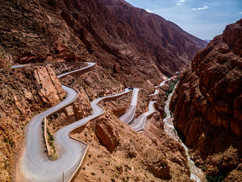 High angle view of mountain road