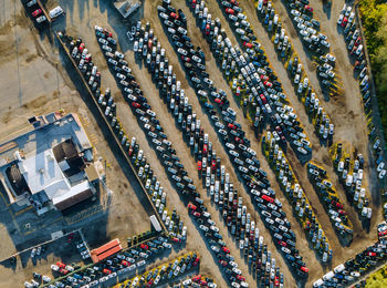 High angle view of people in market