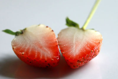 Close-up of strawberry against white background