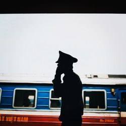 Woman traveling in train