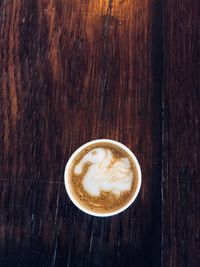 Directly above shot of cappuccino on table