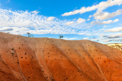 Scenic view of rock formation against cloudy sky