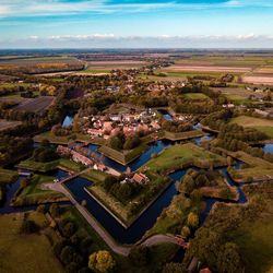 High angle view of buildings against sky bourtange fort