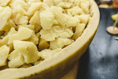 Close-up of ice cream in bowl on table