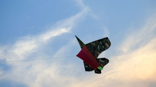 Low angle view of flag against sky