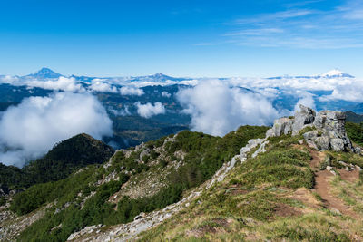 Scenic view of clouds over mountain