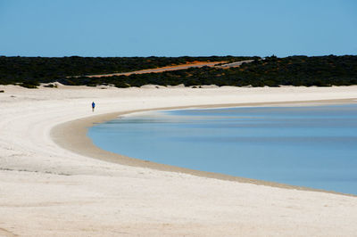 Scenic view of beach against clear sky