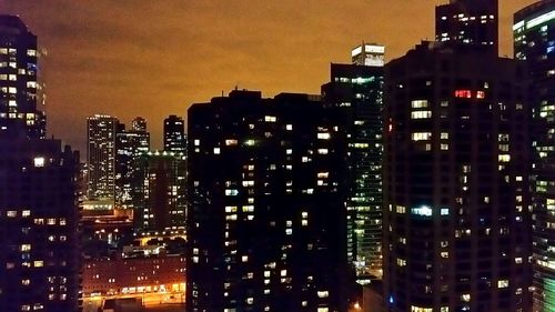 Illuminated buildings at night