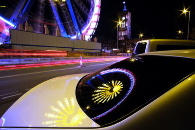 Light trails on city street at night