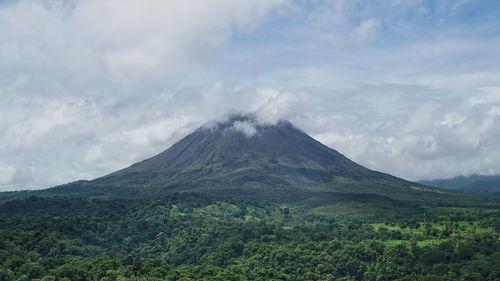 Scenic view of volcanic landscape against sky