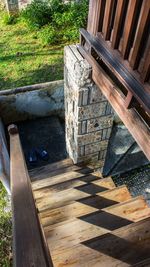 High angle view of staircase by building