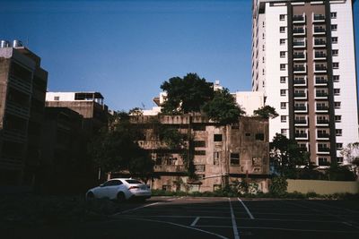 City against clear blue sky