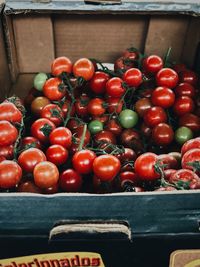 High angle view of vegetables for sale at market stall