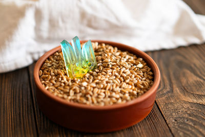 Close-up of food in bowl on table