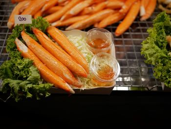 High angle view of sandwich on table