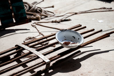 High angle view of electric lamp on sunny day