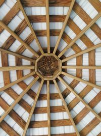 Full frame shot of wooden ceiling in gazebo