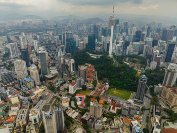 High angle view of buildings in city