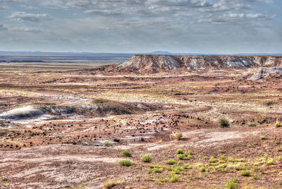 Scenic view of landscape against cloudy sky