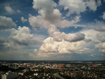 High angle view of townscape against sky