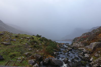 Scenic view of rocky mountains against sky