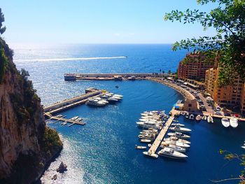 Scenic view of sea against blue sky