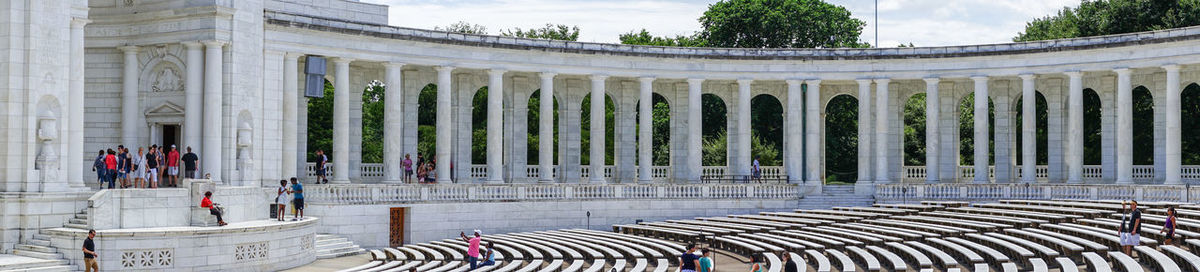 Panoramic shot of amphitheater at arlington national cemetery against sky