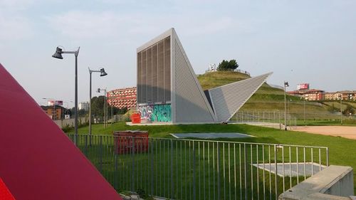 Skyscrapers in park