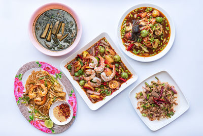 High angle view of food on table