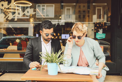 Young man working on table