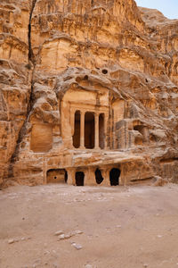 The painted biclinium also colled the painted house in archaeological site of little petra, jordan