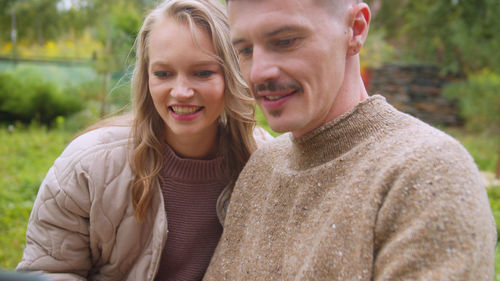 Close-up of couple outdoors