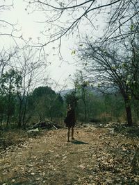 Man walking on road against sky