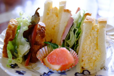 Close-up of food served in plate