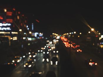 Light trails on road at night