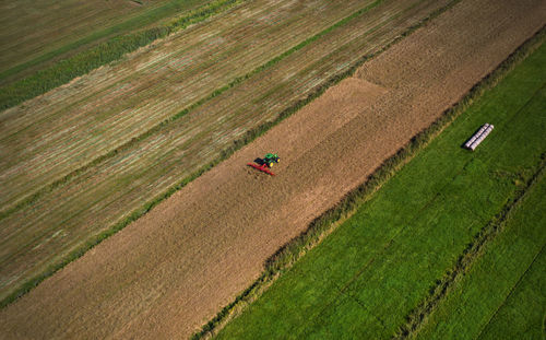 High angle view of agricultural landscape