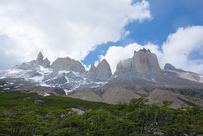 French valley landscape, torres del paine national park, chile. cuernos del paine. chilean patagonia