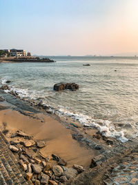 Scenic view of sea against clear sky