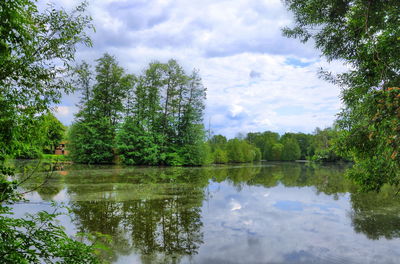 Scenic view of lake against sky