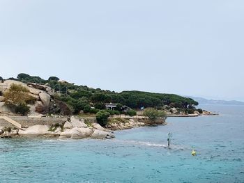 Scenic view of sea against clear sky