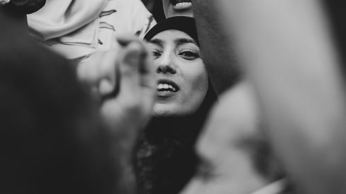 Portrait of protesting young woman