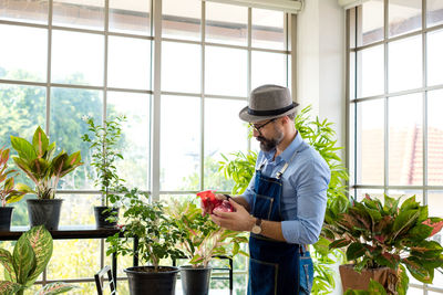 Man watering plants