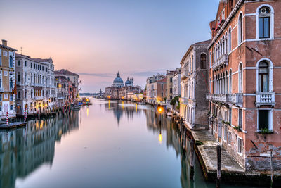 Beautiful morning light at the grand canal and the basilica di santa maria della salute in venice