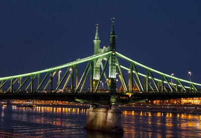 Night time photo of liberty bridge in budapest, hungary