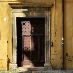 Closed door of old building